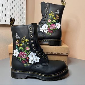 Dr. Martens 1490 Bloom Tall Calf Floral Combat Boots